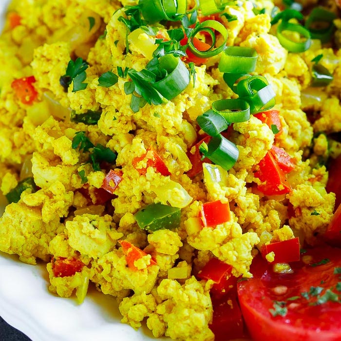 tofu scramble recipe, scrambled tofu, thrivegan, vegan